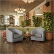 Traditional Club Style Chair with 360 Swivel Metal Base in Gray LeatherSoft