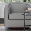 Traditional Club Style Chair with 360 Swivel Metal Base in Gray LeatherSoft