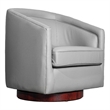 Traditional Club Style Chair with 360 Swivel Metal Base in Gray LeatherSoft