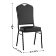 Crown Back Stacking Banquet Chair in Black Vinyl - Black Frame