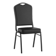 Crown Back Stacking Banquet Chair in Black Vinyl - Black Frame