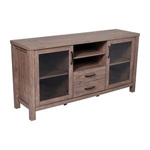 59&quot Engineered Wood Buffet Sideboard Storage Cabinet w/ 2 Drawers Doors in Brn