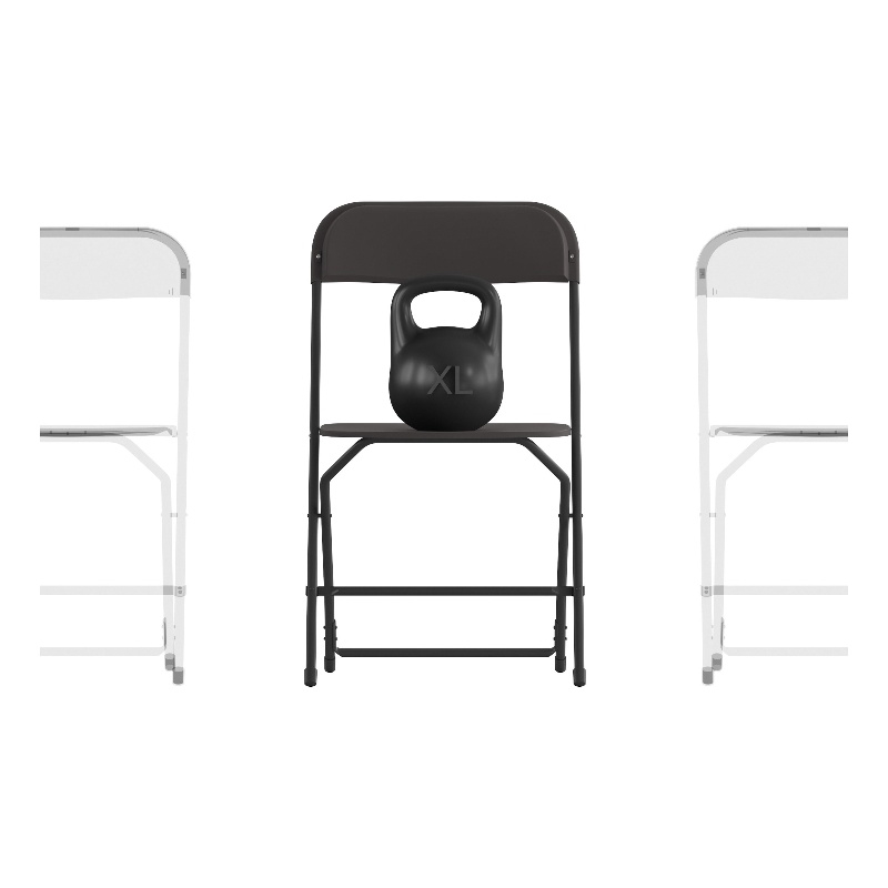 Spacious & Contoured Commercial Wide & Tall Black Plastic Folding Chairs-4 Pack