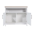 Classic Sideboard and Buffet Cabinet with Open and Closed Storage - White/Walnut