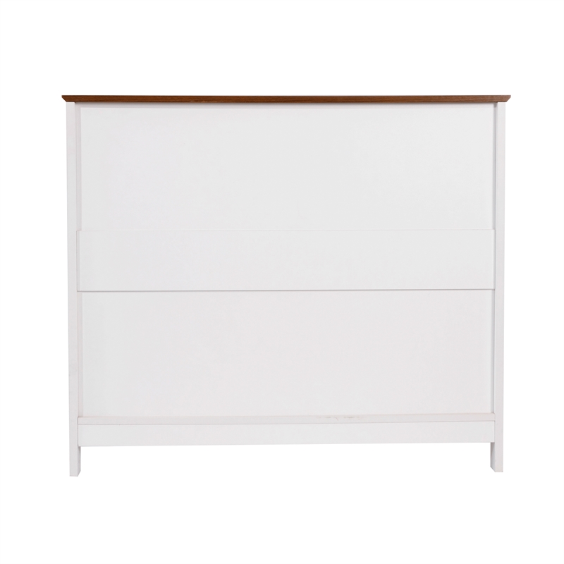 Classic Sideboard and Buffet Cabinet with Open and Closed Storage - White/Walnut