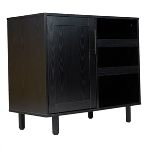 Classic Sideboard and Bar Cabinet with Open and Closed Storage - Black