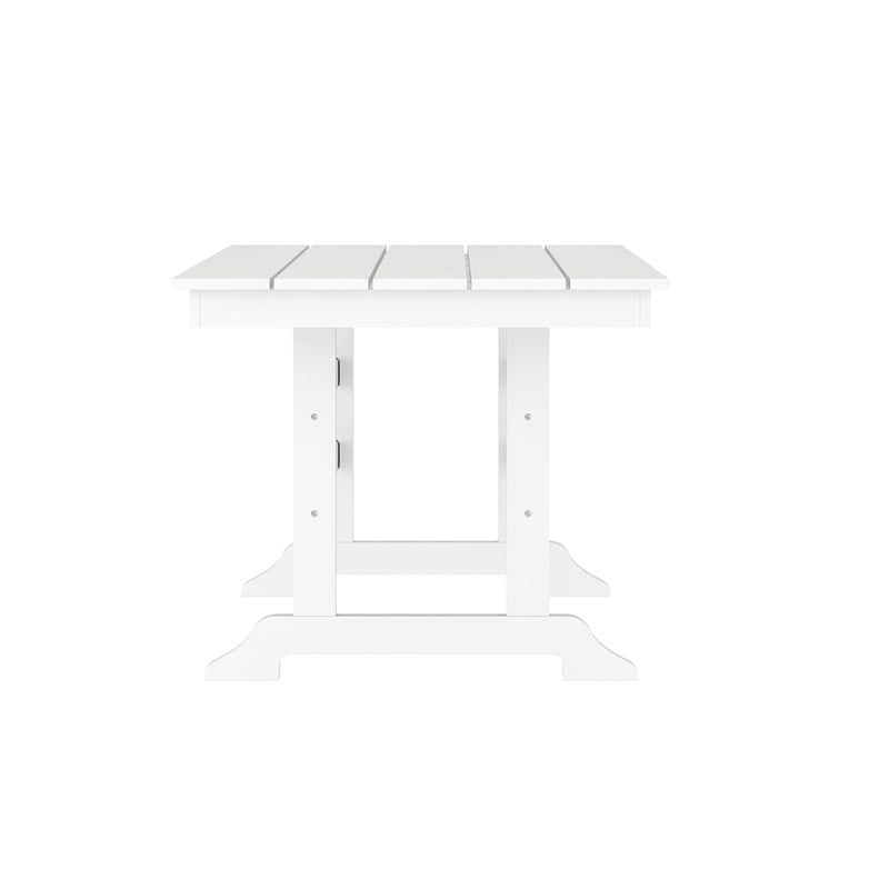 Commercial All Weather Adirondack Table and 6 Chairs with Cupholders in White