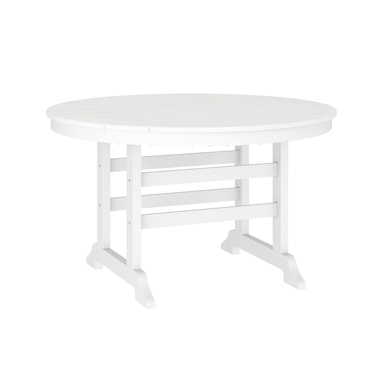 Commercial All Weather Adirondack Table and 4 Chairs with Cupholders in White