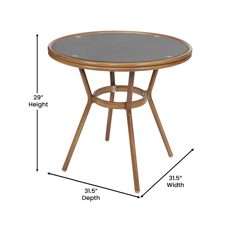 Indoor/Outdoor Commercial Bistro Set with Table and Four Chairs in Black