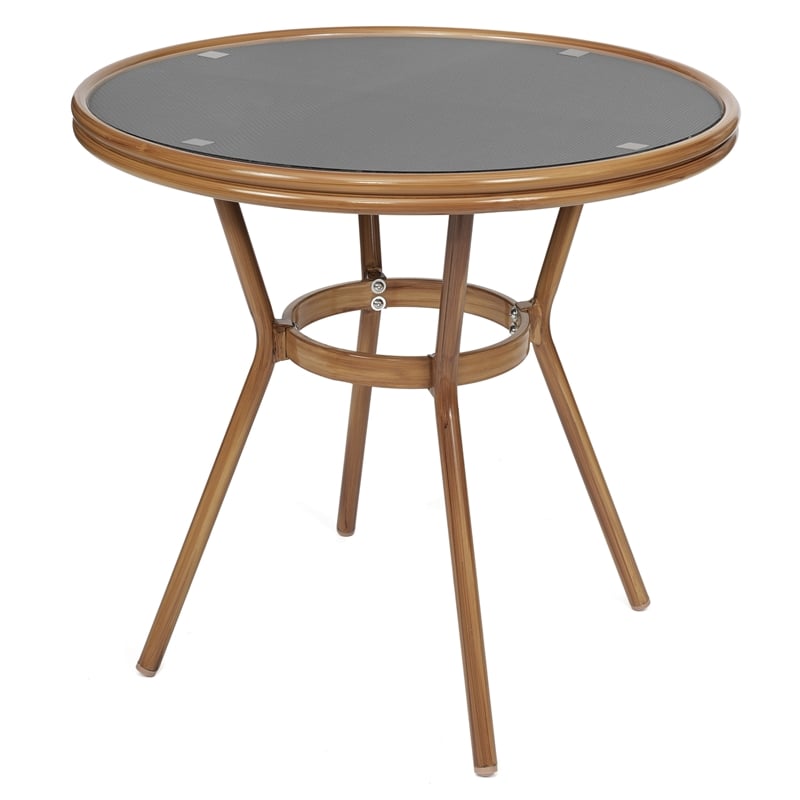 Indoor/Outdoor Commercial Bistro Set with Table and Four Chairs in Black