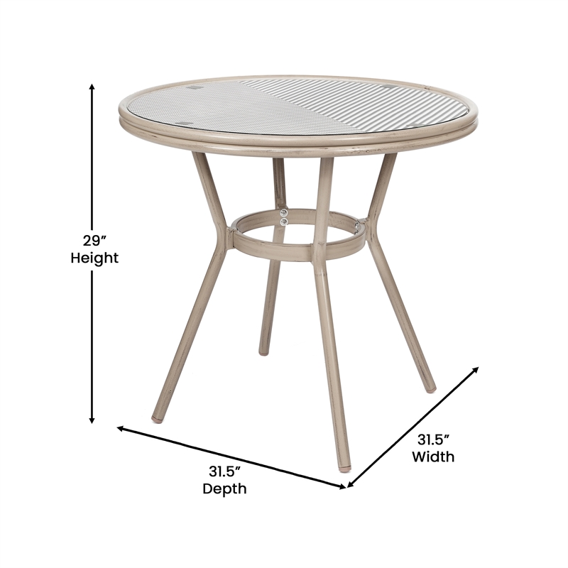 Indoor/Outdoor Commercial Bistro Set with Table and 4 Chairs in Blk/Wht