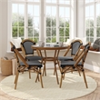 Indoor/Outdoor Commercial Bistro Set with Table and 4 Chairs in Blk/Wht