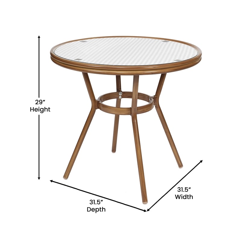 Indoor/Outdoor Commercial Bistro Set with Table and 4 Chairs in Wht/Gray