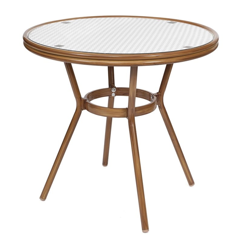 Indoor/Outdoor Commercial Bistro Set with Table and 4 Chairs in Wht/Gray