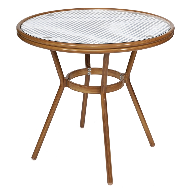 Indoor/Outdoor Commercial Bistro Set with Table and 4 Chairs in Wht/Navy