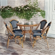 Indoor/Outdoor Commercial Bistro Set with Table and 4 Chairs in Navy/Wht