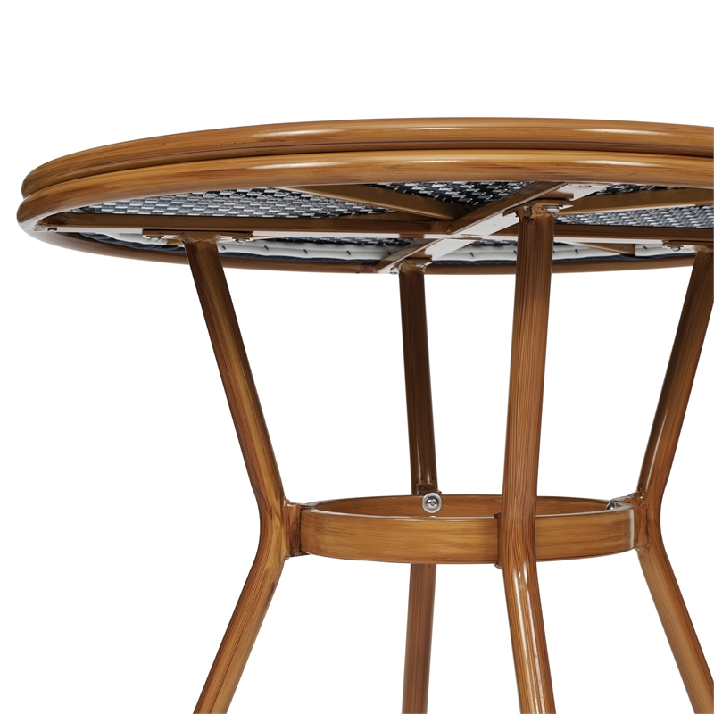 Indoor/Outdoor Commercial Bistro Set with Table and 4 Chairs in Navy/Wht