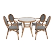 Indoor/Outdoor Commercial Bistro Set with Table and 4 Chairs in Blk/Wht