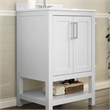 24 Inch Bathroom Vanity with Undermount Sink and Open Storage Shelf in White