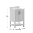 24 Inch Bathroom Vanity with Undermount Sink and Open Storage Shelf in White