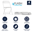 Spacious & Contoured Commercial Wide & Tall White Plastic Folding Chairs-4 Pack