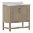 36 Inch Bathroom Vanity with Undermount Sink and Open Storage Shelf in Brown