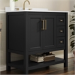 36 Inch Bathroom Vanity with Sink Open Storage and Storage Drawers in Blk/Gold