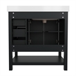 36 Inch Bathroom Vanity with Sink Open Storage and Storage Drawers in Blk/Gold