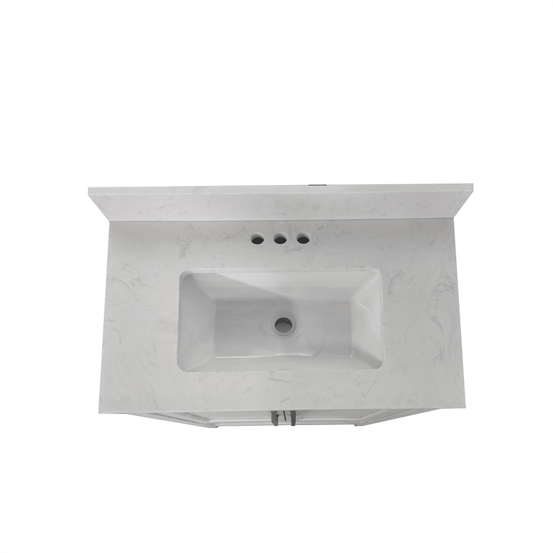 36 Inch Bathroom Vanity with Undermount Sink and Open Storage Shelf in White