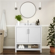 36 Inch Bathroom Vanity with Undermount Sink and Open Storage Shelf in White