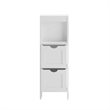 Farmhouse Bathroom Storage Organizer with 2 Drawers and Open Shelf in White