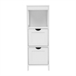 Farmhouse Bathroom Storage Organizer with 2 Drawers and Open Shelf in White