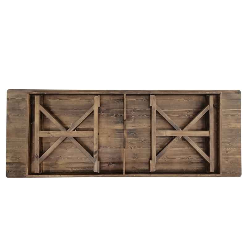 Solid Pine Farm Dining Table with X-Style Legs in Antique Rustic - 9' x 40