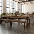 Solid Pine Farm Dining Table with X-Style Legs in Antique Rustic - 9' x 40