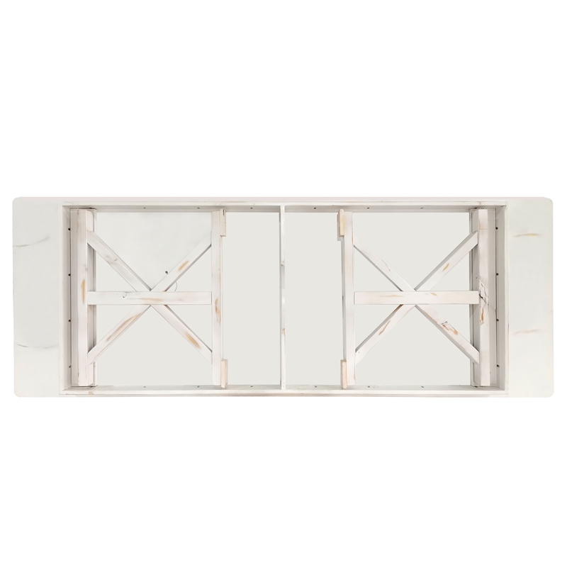 Solid Pine Farm Dining Table with X-Style Legs in Antique Rustic White-9' x 40