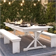 Solid Pine Farm Dining Table with X-Style Legs in Antique Rustic White-9' x 40
