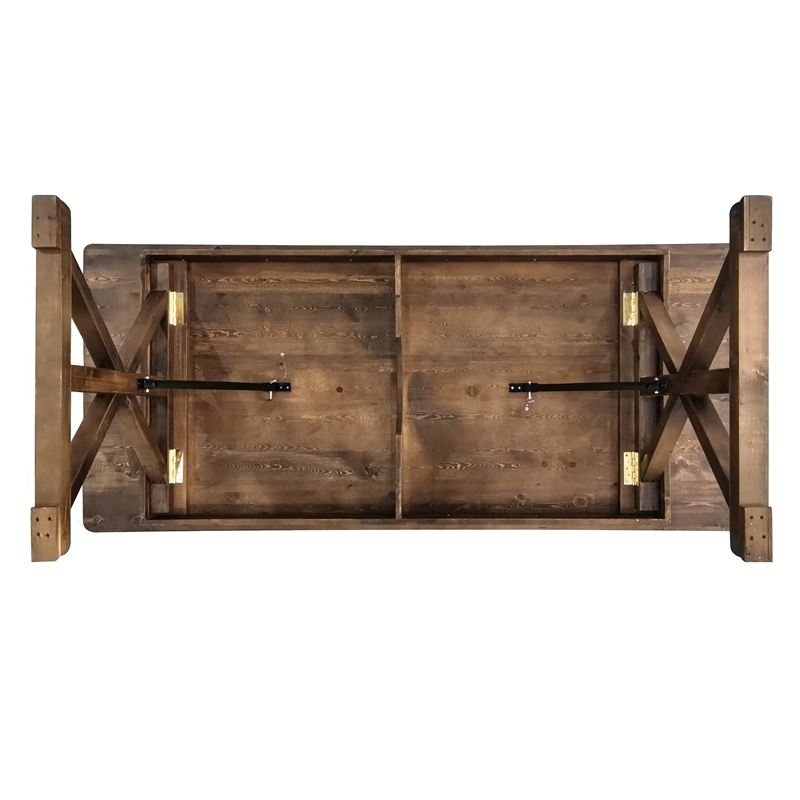 Solid Pine Farm Dining Table with X-Style Legs in Antique Rustic - 8' x 40