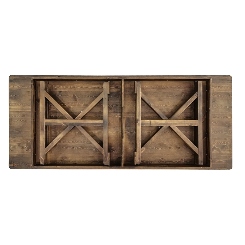 Solid Pine Farm Dining Table with X-Style Legs in Antique Rustic - 8' x 40