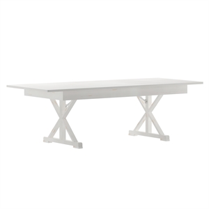 Solid Pine Farm Dining Table with X-Style Legs in Antique Rustic White-8' x 40&quot