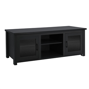 Classic TV Stand for up to 80&quot TVs-Glass Fronted Doors-Modern Black Finish