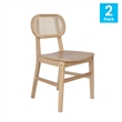 2 Pack Commercial Cane Rattan Event Chairs - Wood Backs and Seats-Natural