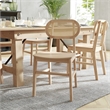 2 Pack Commercial Cane Rattan Event Chairs - Wood Backs and Seats-Natural