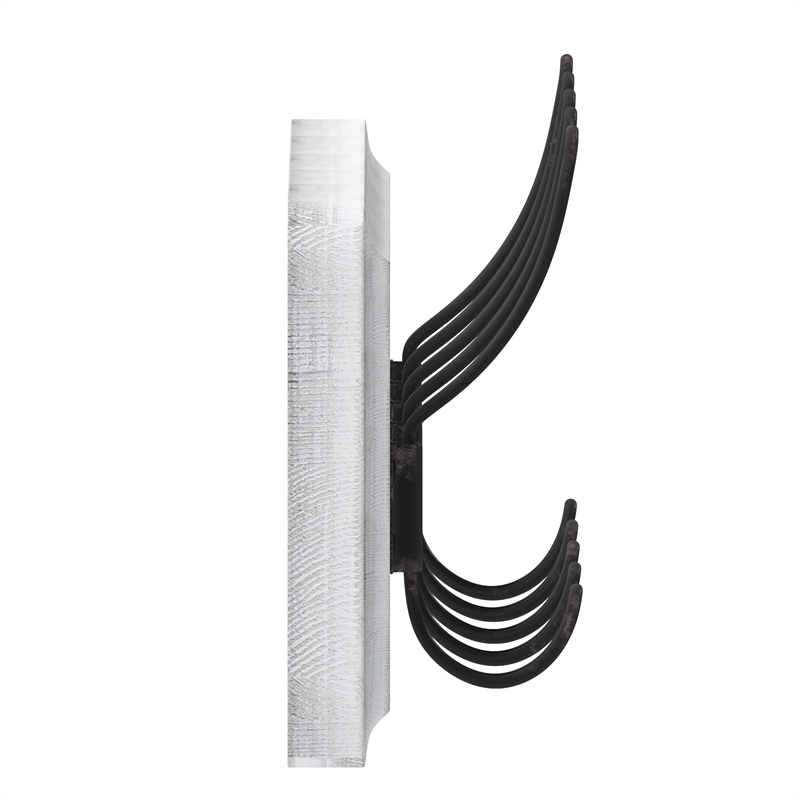 Vintage Wall Mounted Coat Rack with 5 Coat Hooks in Whitewashed Finish