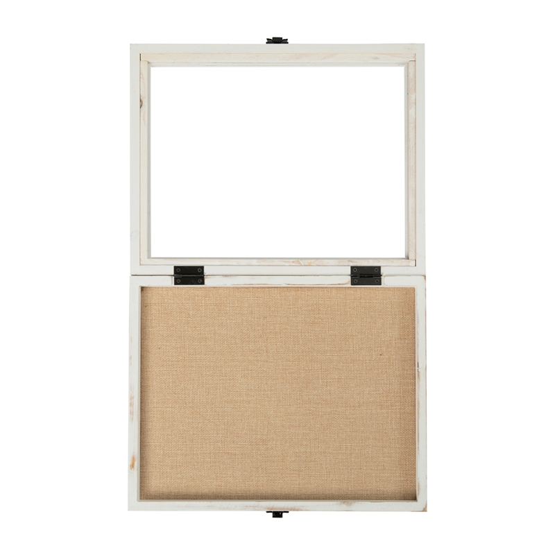 Solid Pine Whitewash Shadow Display Case with Linen Liner - 11 x 14