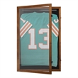 Wooden Jersey Display Case with Foam Board and Keyed Lock in Rustic Brown-24x36