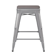 Indoor/Outdoor Backless Counter Stool with Poly Seat - Silver/Gray