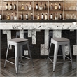 Indoor/Outdoor Backless Counter Stool with Poly Seat - Silver/Gray