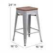 Indoor/Outdoor Backless Counter Stool with Poly Seat - Silver/Gray