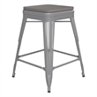 Indoor/Outdoor Backless Counter Stool with Poly Seat - Silver/Gray
