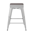Indoor/Outdoor Backless Counter Stool with Poly Seat - White/Gray
